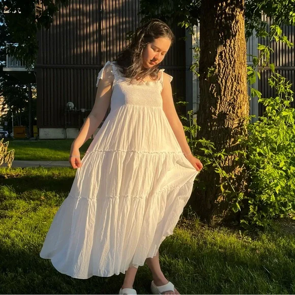 White Ruffle Maxi Dress - Picture 4 of 4